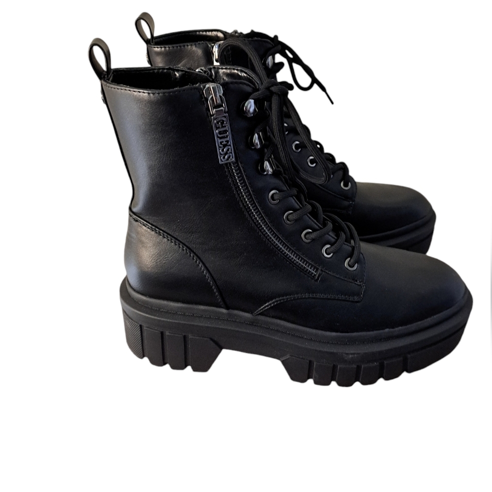 Black Leather Lace-Up Boots
